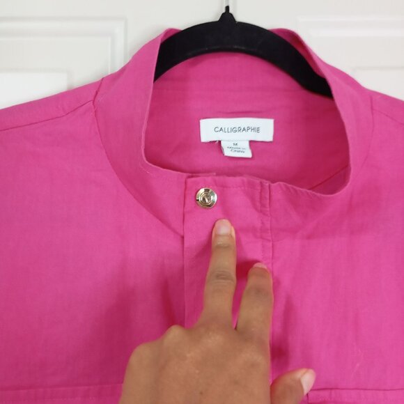 Calligraphie By Anthropologie Lightweight Jacket Women Pink & Snap Cuffs Sz M - Picture 3 of 16